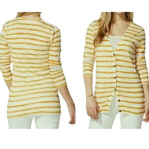 LUCKY BRAND Gold Stripe Knit Cardigan Sweater Size S